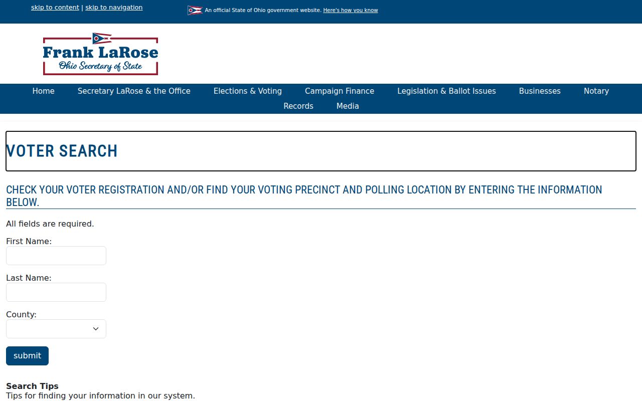 Clermont County residents directory Ohio voter lookup page