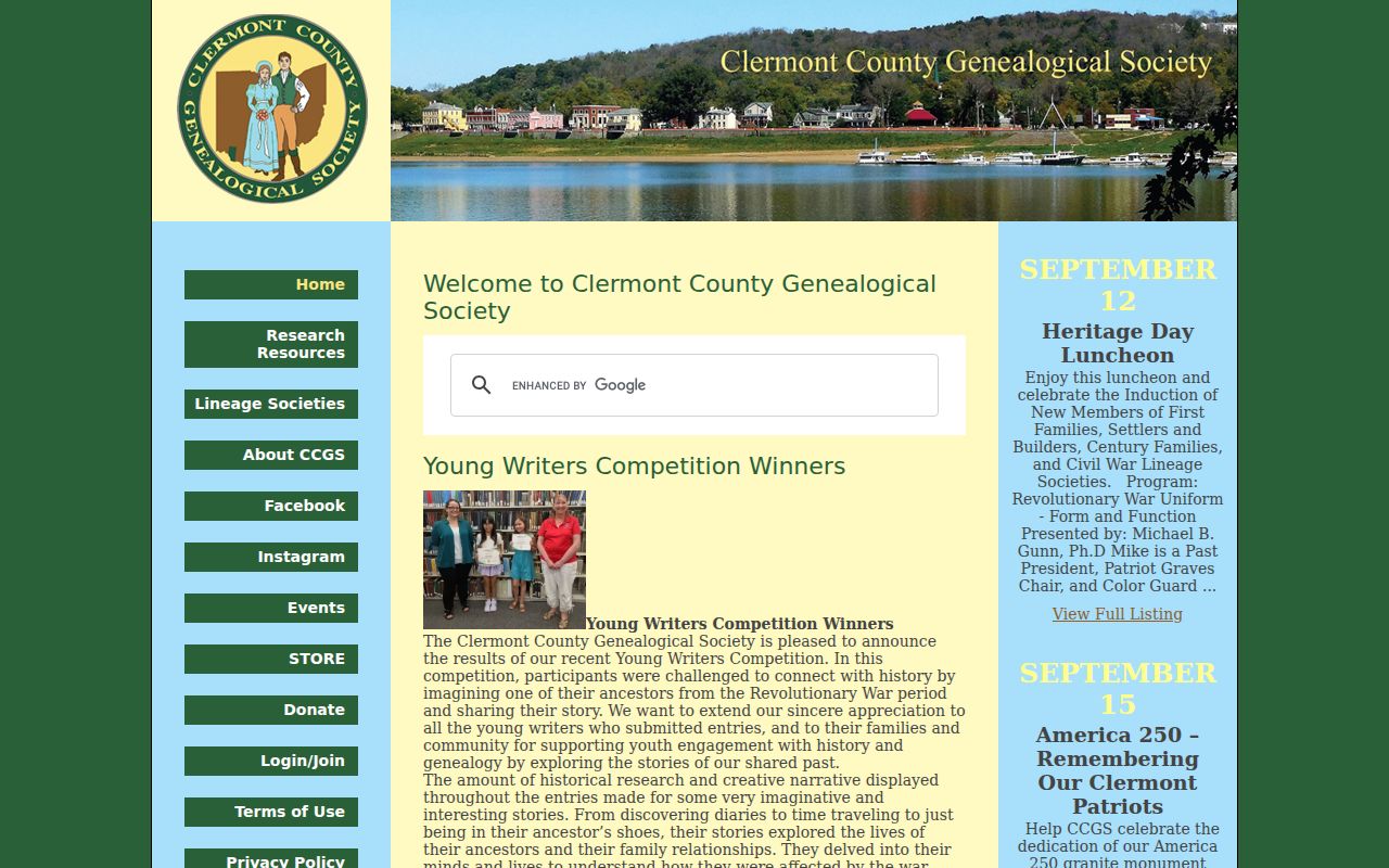 Clermont County neighbors page Genealogical Society historical research source